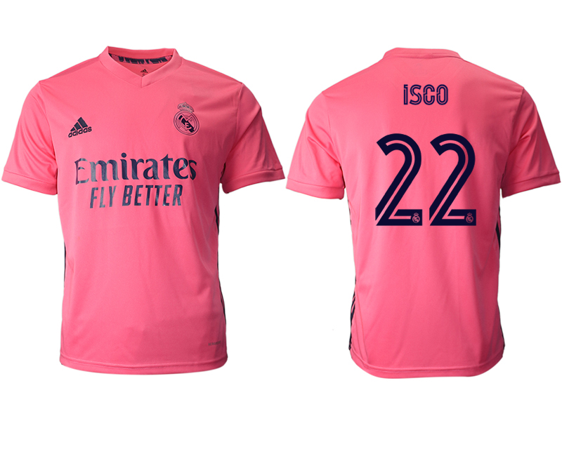 Men 2020-2021 club Real Madrid away aaa version #22 pink Soccer Jerseys->real madrid jersey->Soccer Club Jersey